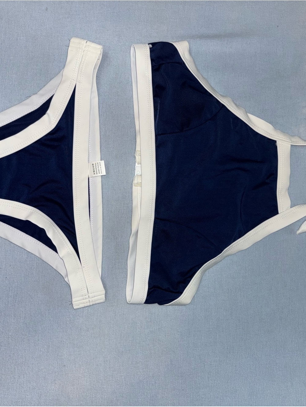 Navy Blue Bikini Bottoms with White Trim